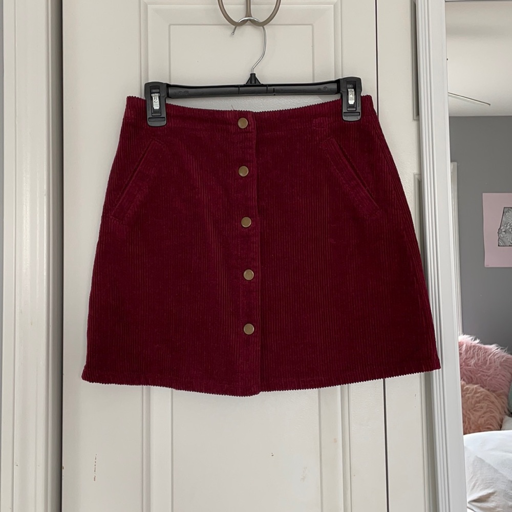 NWOT Burgundy Corduroy Skirt